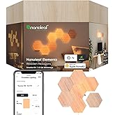 Nanoleaf Elements Hexagon Starter Kit, 7 Wood Look LED Smart Light Panels - Dimmable & Modular Wi-Fi Wall Mood Lights, Works 