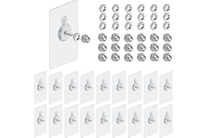 zrfgbxim 18 Piezas Ganchos Adhesivos, Cuelga Cuadros Sin Clavos, Tornillos Clavos Adhesivos para Colgar Cuadros, Ganchos Autoadhesivos Transparentes para Colgar Reloj, Foto, Cuadros (12MM)