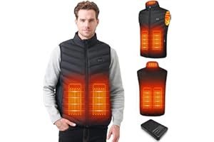 Mincoo Chaleco Calefactable Hombre con Batería De 10000 mAh, 3 Temperaturas, 5 Zonas de Calentamiento, Chaqueta Calefactable con Carga USB, para Esquí, Motociclismo, Senderismo y Pesca
