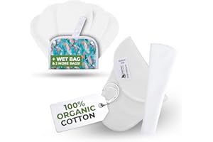 NATISSY EcoConfort salvaslip reutilizables en algodón orgánico para flujo blanco (TANGA, 7 uds); lavables a alta T°, 100% transpirables y suaves, salvaslip de tela cómoda, protección femenina diaria (sin PUL)