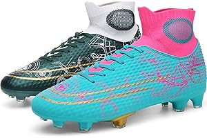 Donbest Crampons de Football Homme Chaussures de Football High Top Antidérapant Spike Professionnel Athlétisme Chaussure de Foot Enfant
