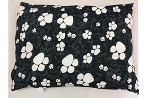 adsin Large Dog Bed Zipped Removable & Washable Pet Cushion Cover Only (Black Paw)