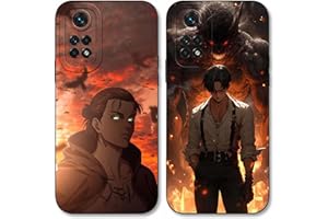 LYUBFDC 2 Piezas Anime Funda para Xiaomi Redmi Note 11S(4G)/ Note 11 6.43'' Cover Attack on Titan Eren Patrón Fine Diseño Manga Carcasa Protecciones para Las Lentes Suave TPU Protectora Case Animadas Fundas