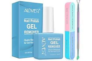 HUALIJIA Nagellackentferner, Shellac Entferner mit Hochwertig Nagelfeilen und Gel Polish Scraper, UV Nagellack Entfernen, Gelnägel Entferner, Sicher und Schnell zu Entfernen Gel Nagellack in 2-5 Mins,15ml