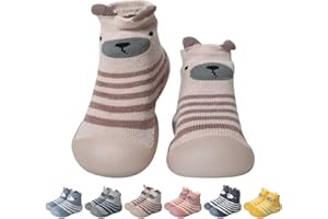 OUTFIT SPRING Scarpe Calzini Antiscivolo Bambino Bambina, Scarpe Primi Passi Calze Antiscivolo Neonato, Suola Morbida Pantofole Bambini Maglia Scarpe Calzino con Cartone Animato 6-36 Mesi