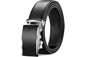 TANGCHAO Cintura Uomo, Cintura a Cricchetto da Uomo in Pelle con Fibbia Scorrevole Automatica 35mm, Trim Regolabile per Adattars