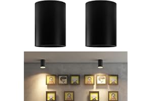 Klighten 2 Pcs Foco de Techo Negro GU10, Focos superficie de Aluminio Plafón Focos Cilindrico Moderna Focos Techo Tubular para Pasillo, Comedor, Salón, 105 X 146 mm, Bombilla no Incluida