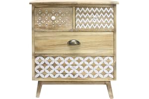 Rebecca Mobili Cassettiera Camera Da Letto, Mobiletto Bagno, 4 Cassetti Legno Paulonia, Stile Shabby, Biancheria Trucchi - Misure: 65 x 55,5 x 30 cm (HxLxP) - Art. RE6618