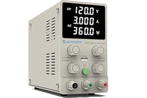 Alimentatore da laboratorio (0-120V, 0-3A) alimentatore DC regolabile, display LED a 4 cifre, con porta di ricarica USB, alimentatore switching, regolazioni grossolane e fini Jesverty WPS-12003