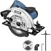 Handkreissäge, WESCO Kreissäge 1400W mit Kreissägeblatt 24T 185mm mit Führungsschiene Staubsaugeradapter…