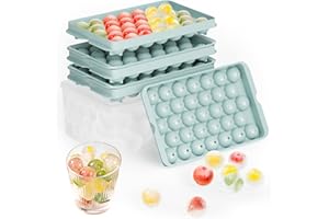 IYES.TOP Runde Eiswürfelformen mit Deckel und Behälter – 3 Stapelbare Formen für Kleine Runde Eiswürfel, 99 Eiskugeln zum Kühlen von Whiskey, Cocktails, Kaffee – Einfach zu lösende Kugel-Eiswürfelform