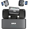 QINOJA Micro Cravate sans Fil pour iPhone/Android/Caméra/Ordinateur - Réglage du Gain, Réduction du Bruit par IA, Boîtier de Recharge, Mini Microphone Magnétique pour Vlog, Streaming