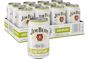 ‎JIM BEAM Jim Beam Bourbon & Lime Splash Dose | Kentucky Straight Bourbon Whiskey mit Limettenlimonade | eine perfekte Mischung | 10% Vol | Einweg, 12 x 330ml