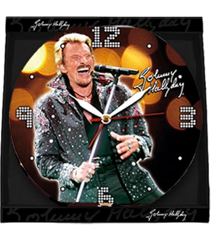 Pendule Néon Johnny Hallyday Bleu - Horloge Murale Éclairée Collection Officielle