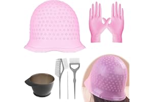 EDDRFY Hair Highlight Cap Kit with Reusable Accessories, Silicone Highlighting Cap with Upgraded Mixing Bowl, Brush and Reusable Gloves, Easy-to-Use Hair Dye Cap for DIY Highlights at Home or Salon