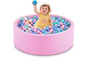 Aunekiv Bällebad für Baby ab 1 Jahr, Rundes Weiches Schaumstoff Bällepool ohne Bälle, 90x30 cm Ballgrube Spielzeug für Kleinkinder, Rosa