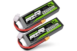 OVONIC 3S Batteria Lipo 50C 5000mAh 11.1V LiPo RC batteria con connettore XT60 per RC Auto Boat Truck Heli Aereo Quadcopter elicottero Multispotore Hobby（2 packs）