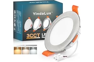 YindaLux Spot LED Encastrable 68mm 5W 550LM Spots de plafond IP44 Spot salle de bain, Blanc Chaud 3000K Blanc Neutre 4000K Blanc Froid 6000K Réglable, Trou Φ65-75mm, AC220-240V, Lot de 1, Nickel