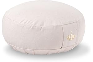 Lotuscrafts Coussin de méditation, Hauteur d'assise 10 cm, modèle Lotus Rond, Coussin de Yoga, Yoga Bolster, Housse en Coton Lavable, Rembourrage d'épeautre, Certifié GOTS