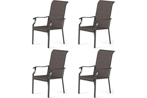 MFSTUDIO Patio Dining Chairs Set of 4, High-Back Outdoor Wicker Rattan Chairs with Oversized Seat, Metal Frame All-Weather Conversation Set for Patio, Backyard, Garden and Poolside, Multibrown