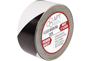 APT ADVANCED POLYMER TAPE APT, PVC Marking Tape, Premium Vinyl Safety Marking and Dance Floor Splicing Tape, 6 mil Thick,51mmx33M, Mulit-Color (White/Black)