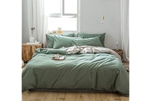 GETIYA Luksusowa pościel 220 x 240 cm, ciemnozielona, jednokolorowa, 3-częściowa, ciemnozielona, szara, dwustronna, miękka bawełniana pościel z zamkiem błyskawicznym i 2 poszewki na poduszkę 80 x 80