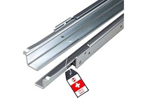 Gedotec Riel de Cajón para Cajones de Cajonera Armarios | Acero Galvanizado | Carga de hasta 100 kg | Guía Corredera Seguro | Extensión de 1000 mm | 835 mm | 1 set