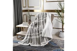 AHERKLL Sherpa Fleece Blanket,Reversible Soft Warm Fluffy Thick Throw Blankets,Dual Sided Cosy Fall & Winter Blanket for Bed Sofa Chairs,Fuzzy Home Decoration Bed Blankets,Grey,Single(130x160cm)