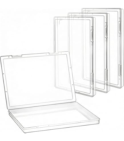 MHwan Plastic dozen met deksel, 4 stuks, A4-formaat, groot, stapelbaar, robuust en duurzaam, BPA-vrij, voor kantoorartikelen, component (31 x 22 x 5 cm