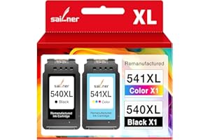 Sailner 540XL 541XL Twin Pack Remanufactured for Canon 540 and 541 Ink Cartridges 540 541 PG-540XL Black CL-541XL Colour for Canon Pixma TS5150 TS5151 MG3650 MG3650S MG3600 MG4250 MX475