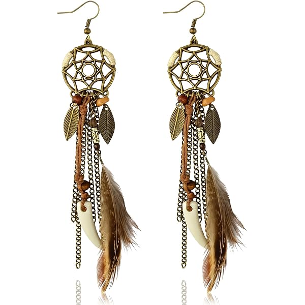 Miniblings orecchini piuma gancio della piuma uccellino uccellino Boho Hippie oro nero - Gioielli fatto a mano I orecchini orecchini