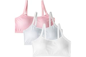 EDS Service Crop Top Bra for Girls, Soft Cotton First Teen Girls Bra, Kids Training Bra Threaded Type with Removable Pad for Age 10-16 Years (3 Pack)