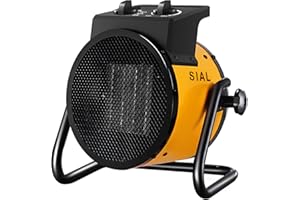 SIAL Chauffage Soufflant 2000 W - Radiateur électrique - Céramique - Chauffage Industriel - Chaleur Rapide 3 Secondes - Thermostat & Protection Surchauffe (Jaune)
