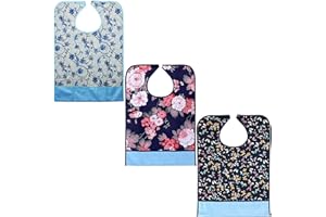 OWOAOOwl Lätzchen,3er-Pack Lätzchen für Erwachsene, Wasserdicht Erwachsenen Lätzchen,zum Essen mit Krümelfänger, Kleiderschutz für Männer Frauen Ältere Menschen Behinderte,Wiederverwendbar