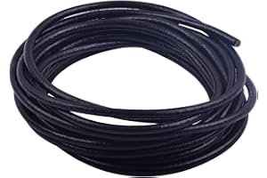 KONMAY 10 Yards Lederschnur Rund,Lederband,Durchmesser 4mm, Schwarz