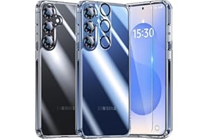 UniqueMe für Samsung Galaxy S25 Hülle - Handyhülle für Samsung S25 Case, 5 in 1 Set Rundumschutz Schutzhülle Cover,1 Handyhülle & 2 Schutzfolie & 2 Kameraschutz - Transparent