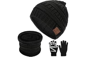 CestMall V5.0 - Gorro con Bluetooth, 3 en 1, juego de gorro con música Bluetooth con guantes y bufanda antideslizantes, gorro de música cálido y lavable para invierno, gorro unisex recargable por USB
