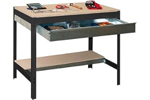 Simon Rack Mesa de Trabajo Taller, 400 kg Capacidad Carga, 842x910x610 mm, 1 Cajón, Antracita/Madera - BT0