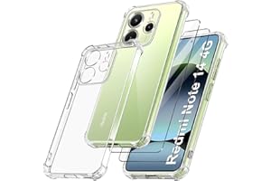 FLLAO 3 en 1 Funda Compatible con Xiaomi Redmi Note 14 4G (No para Redmi Note 14 5G) con 2 Protector Pantalla, [Almohadilla de Aire integrada] Antigolpes Antiarañazos TPU Suave Carcasa Transparencia