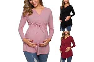 LJHH Premaman Top L'Allattamento al Seno Donna Felpa Premaman Allattamento Maglia Trasparente con Maniche Lunghe per Gravidanza T-Shirt maternità in Cotone Magliette di maternità Donna Bluse Camicetta Tops