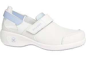 Oxypas Scarpe da Lavoro in Pelle - Salma - Zoccolo di Sicurezza da Donna, Antiscivolo e Confortevole, Ideale per l'Assistenza Ospedaliera e Infermieristica, Blu, 37 EU