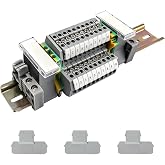 WJUAN DIN Rail Connection Block Kit, UK/MBKK2.5 DIN Rail Terminal Blocks, Connector Strip, Terminal Block Through Terminal Ki