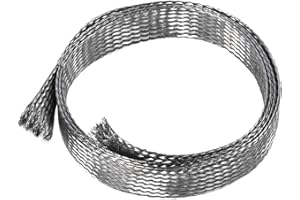 SHOUCAN Schlauch Erweiterbarer Schlauch 304 Edelstahl Länge 1 Meter Metall Geflochtener Schlauch Flache Breite 12-25 mm,Flat Width 12mm