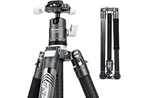 Fotopro 152 CM Trípode de Cámara de Fibra de Carbono con Cabeza de Bola 360 1/4 Placa de Liberación Rápida Trípode Profesional DSLR para Cámara Carga Máxima de 10 KG X Aircross 3 Gris
