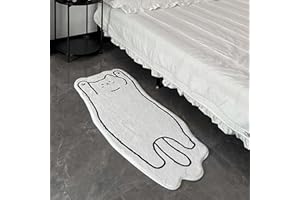 POPUPWAVE Teppich Waschbar für Schlafzimmer 40 x 120 cm, Niedlicher und lustiger Kinder-Teppich, modern, Bedruckt, weiß, unregelmäßige Form für Eingangsbereich