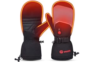 ‎SAVIOR HEAT SAVIOR HEAT Beheizte Handschuhe Fäustlinge Männer Frauen, Elektrisch wiederaufladbare Batterie Ski Schnee Handschuhe, Warme Handschuhe für Winter Motorrad Snowboard Wandern Radfahren Wandern Laufen