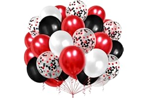 GHOIETV Luftballons Rot Schwarze Weiß,100 Stück 12 Zoll Rote Latex Luftballons,Konfetti Luftballons Helium Luftballons für MäDchen Geburtstag Hochzeit Weihnachten Valentinstag Party Deko