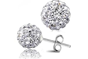 Bellitia Jewelry Clous D'oreille Femme Cristal 6mm 8mm 10mm Argent 925 - Boucles d'oreille Shamballa Disco Balle avec Diamant Simulé