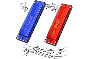 Fanshiontide 2-Piece Harmonica Set, 10-Hole, 20-Tone Blues Harmonica - Mouth Organ Key of C Diatonic, Perfect for Kids, Adults, Beginners & Performers (Red & Blue)