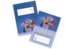 Huxters 14 pcs K-Pop Inspired Birthday Party Invitations – Golden Sasha Theme, Invitation for Girl Bday Childrens Parties Supplies (K-Pop)